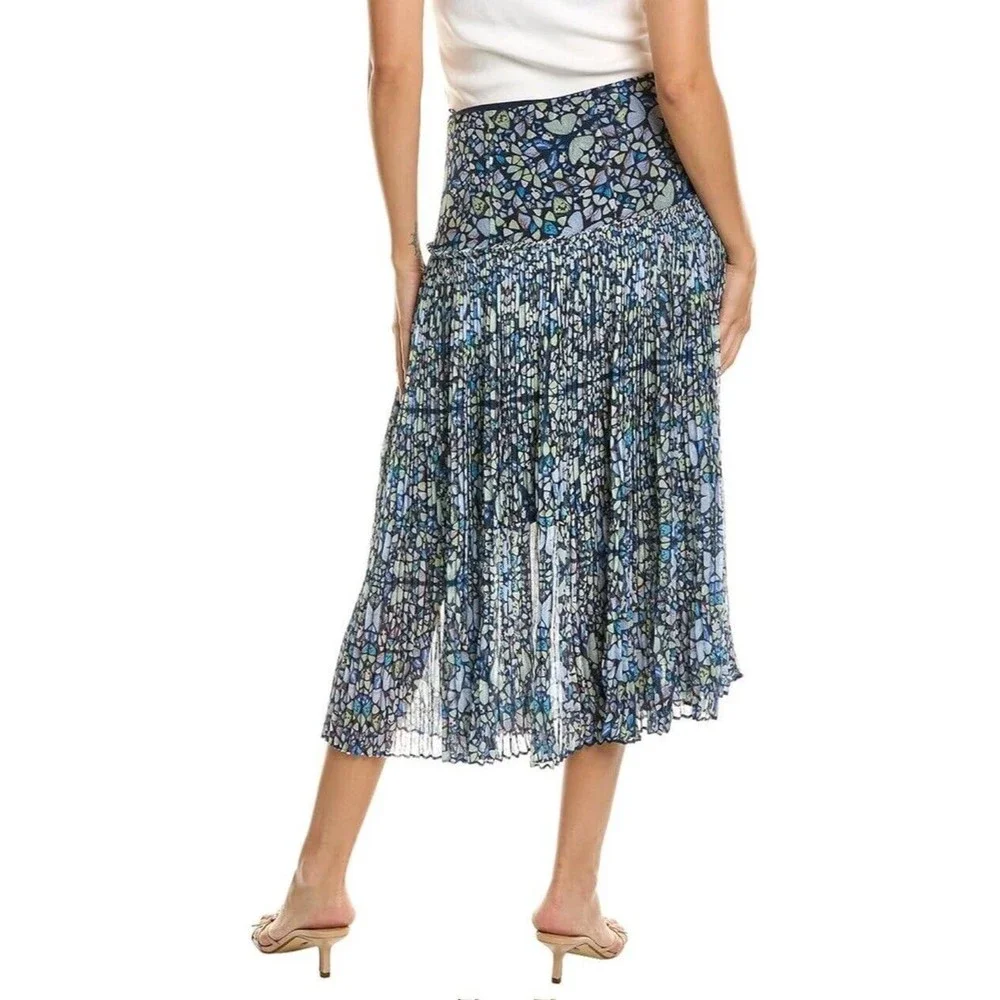 Ted Baker Lailaah Corrugated Pleat Midi Skirt Blue Size 5 US‎ 12  $275